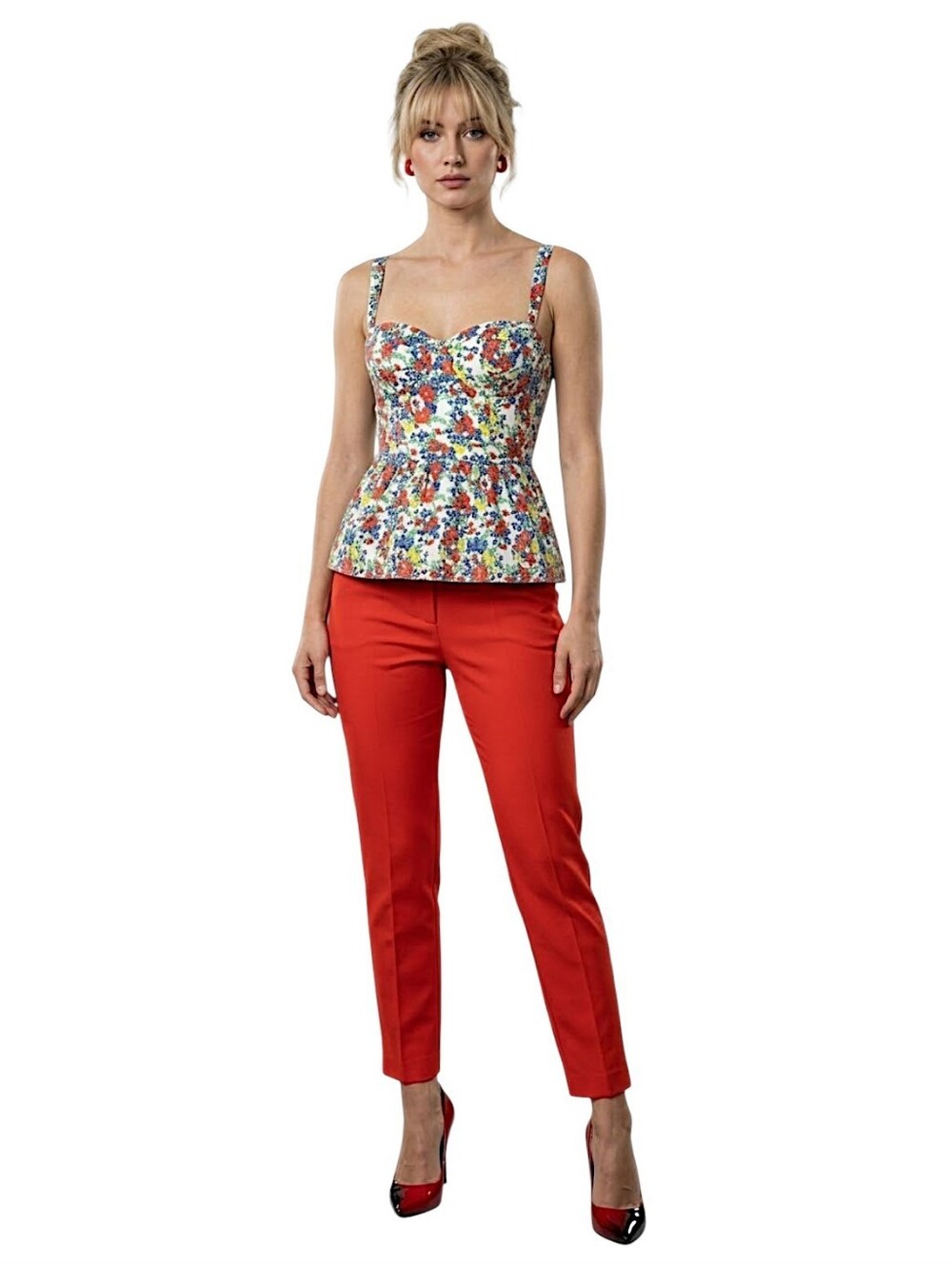 Vintage Y2K Hollister Bustier Smocked Floral Peplum Top